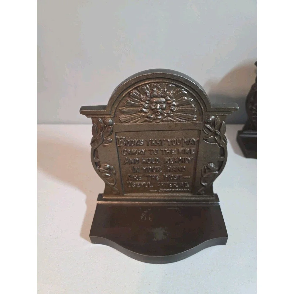 Antique Bradley Hubbard Cast Iron Classic Wind Poetry Bacon Johnson Bookends